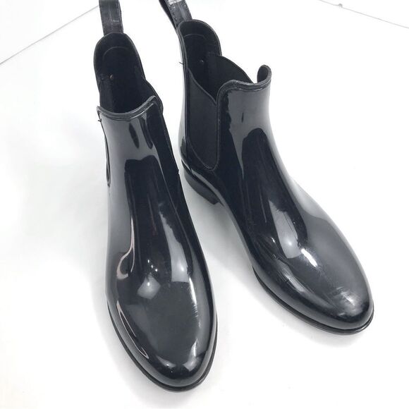 Michael Michael Kors Black Rubber Slip On Chelsea Ankle Rain Boots - Picture 1 of 15